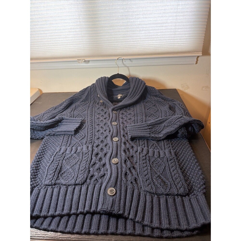 Men’s L.L. Bean Shawl Collar Blue Signiature Fisherman’s Cardigan L